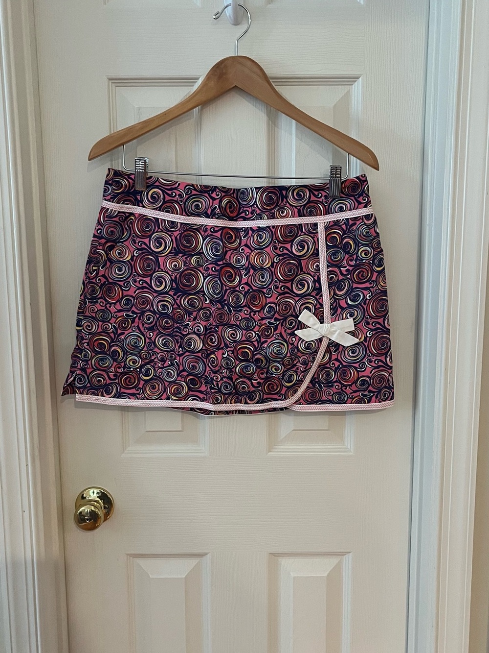 Lilly Pulitzer Pink Multicolor Swirl Mini Skirt with Bow Trim